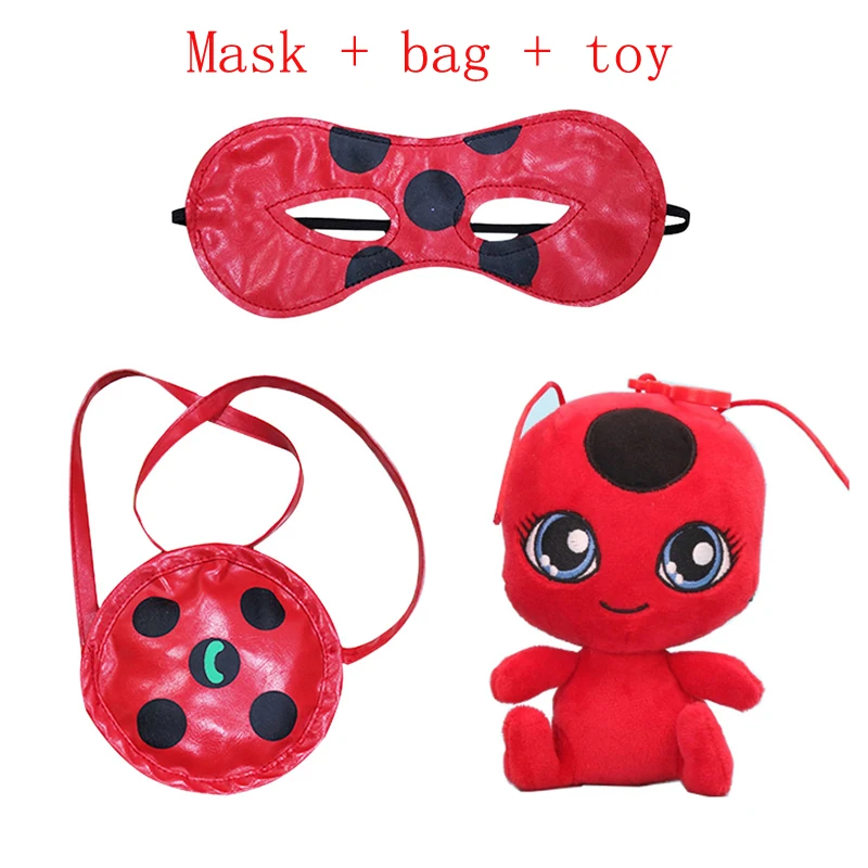 Mask bag toy Одежда для девочек «божья коровка», детский комплект одежды, Детские вечерние костюмы на Хэллоуин с рисунком, женские костюмы для косплея+ маска+ сумка+ игрушка - Цвет: Mask bag toy