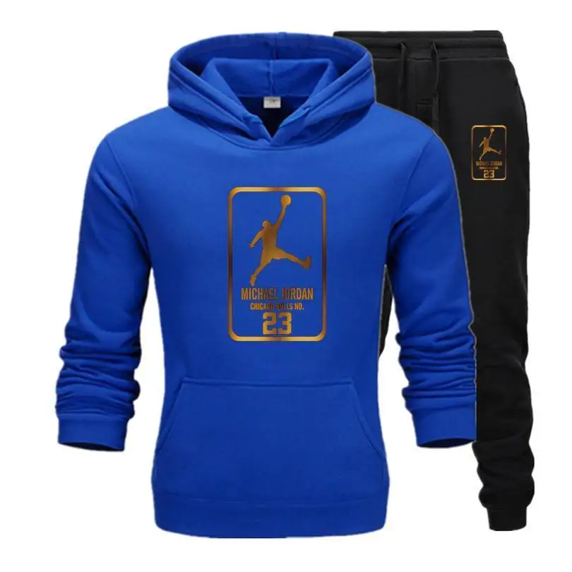 

Men's Hooded Sports Hoodie + Trousers Rest Hoodie Sportswear Men's Sportswear Healthy Body Track and Field Suit Clothes