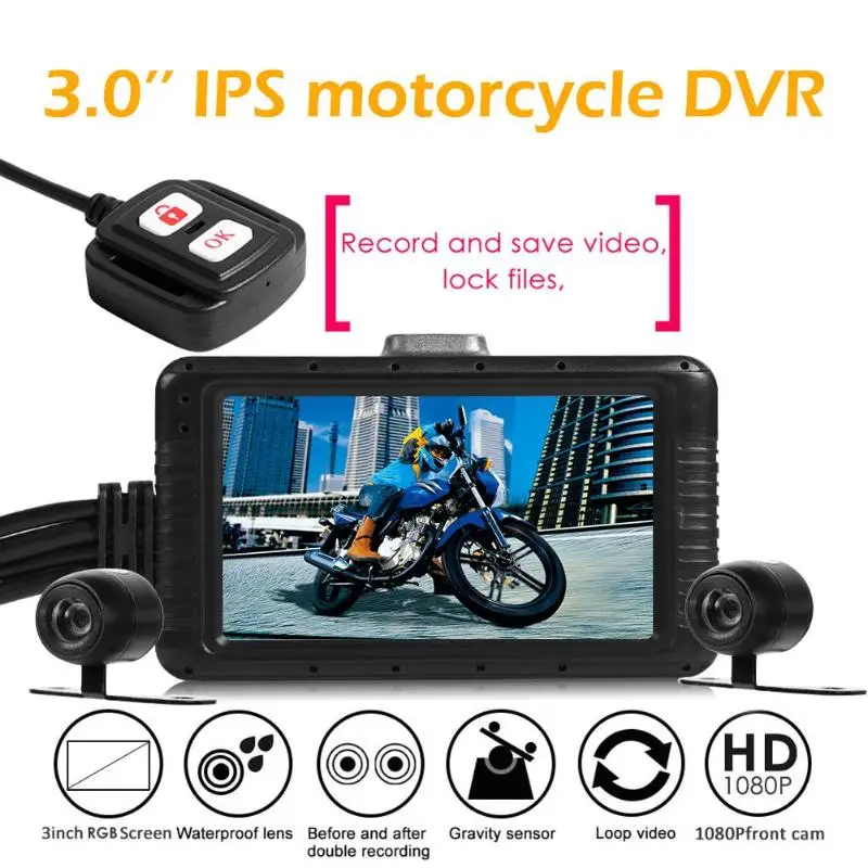 Мотоцикл dvr Dash Cam FHD 1080P+ 720P двойной объектив передний задний вид Водонепроницаемая экшн-камера на мотоциклетный шлем регистратор коробка хост