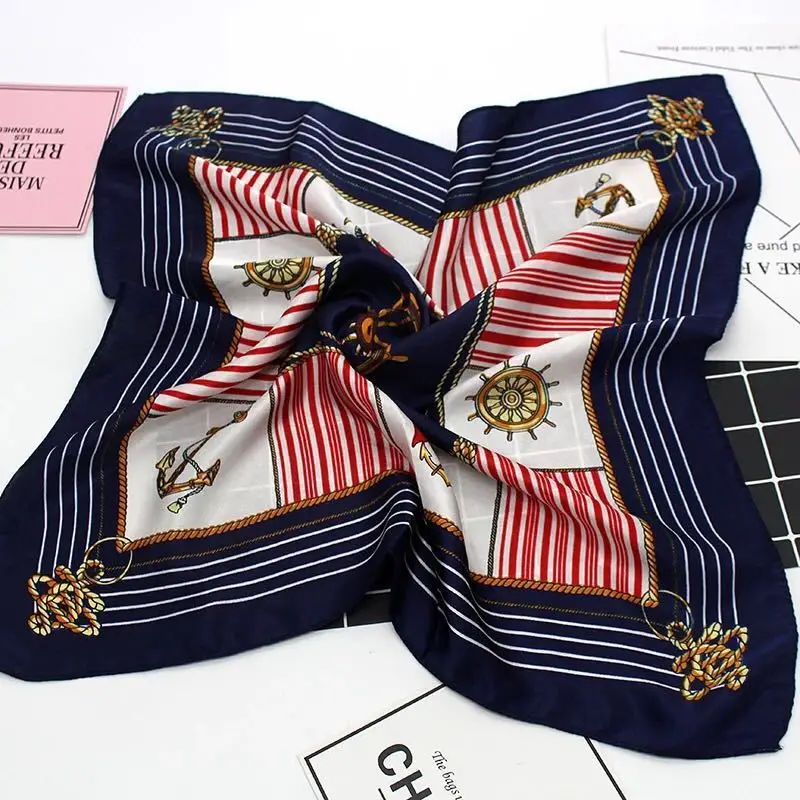 Модный женский элегантный винтажный квадратный шарф с принтом 50*50 см повязка для