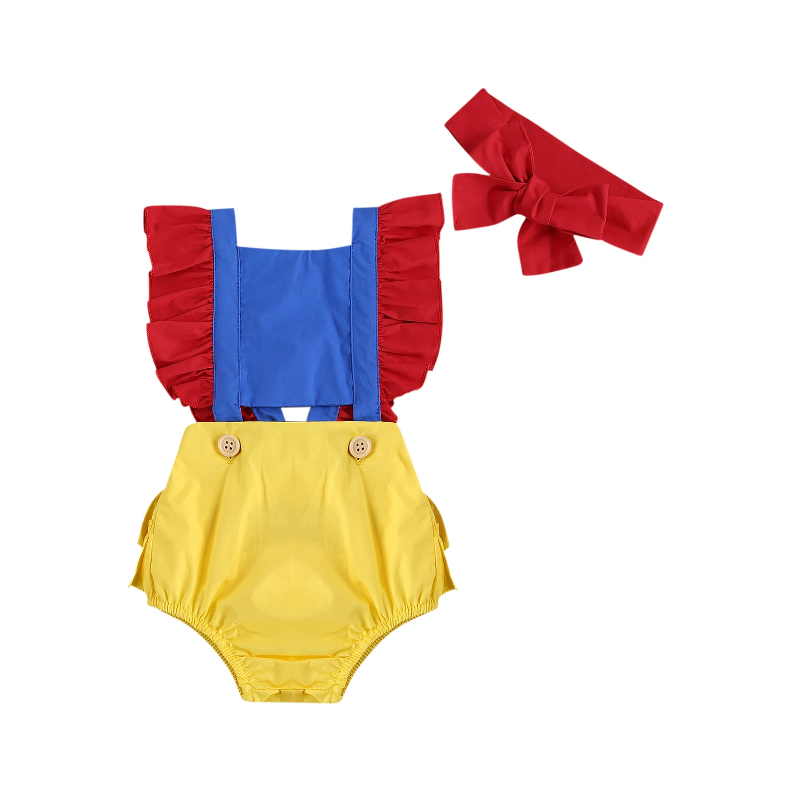 

0-24M Newborn Sleeveless Edge High Waist Romper with Headband