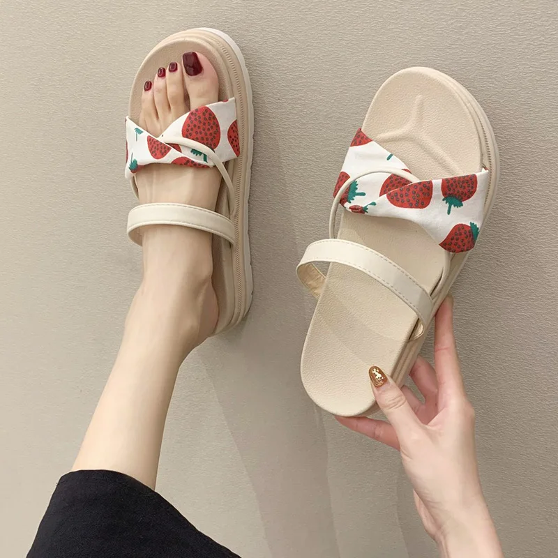 

Shoes Woman 2021 Slippers Summer Luxury Slides Lady Pantofle Platform Shale Female Beach Med Designer Girl New Flat Sabot PU