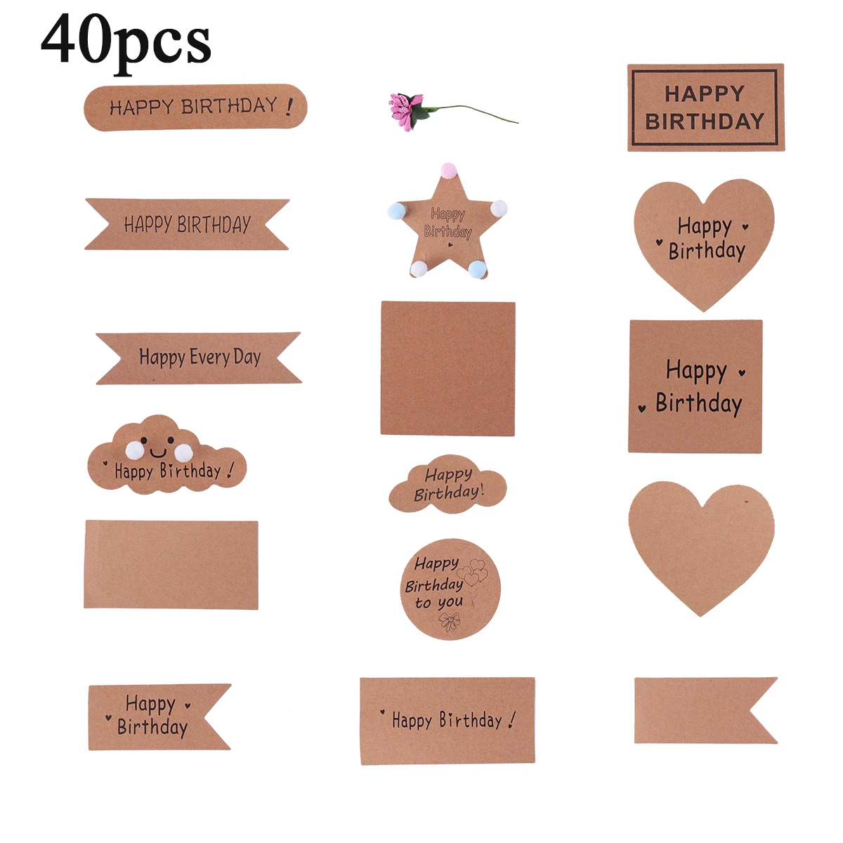 40 шт крафт-карты бумажный Топпер на торт для торта С Днем Рождения кекс топперы
