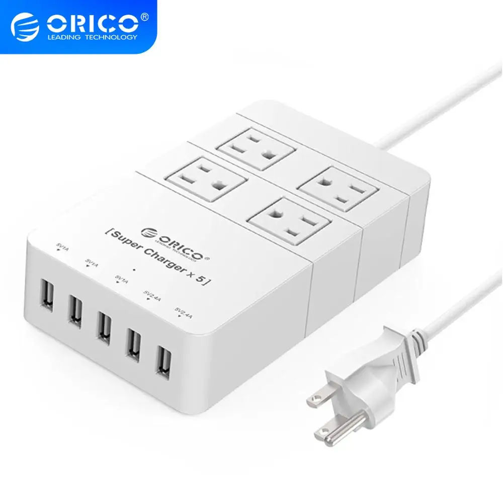 ORICO USB розетка с разъемом питания штепсельная вилка США умный сетевой фильтр 4AC 5 usb