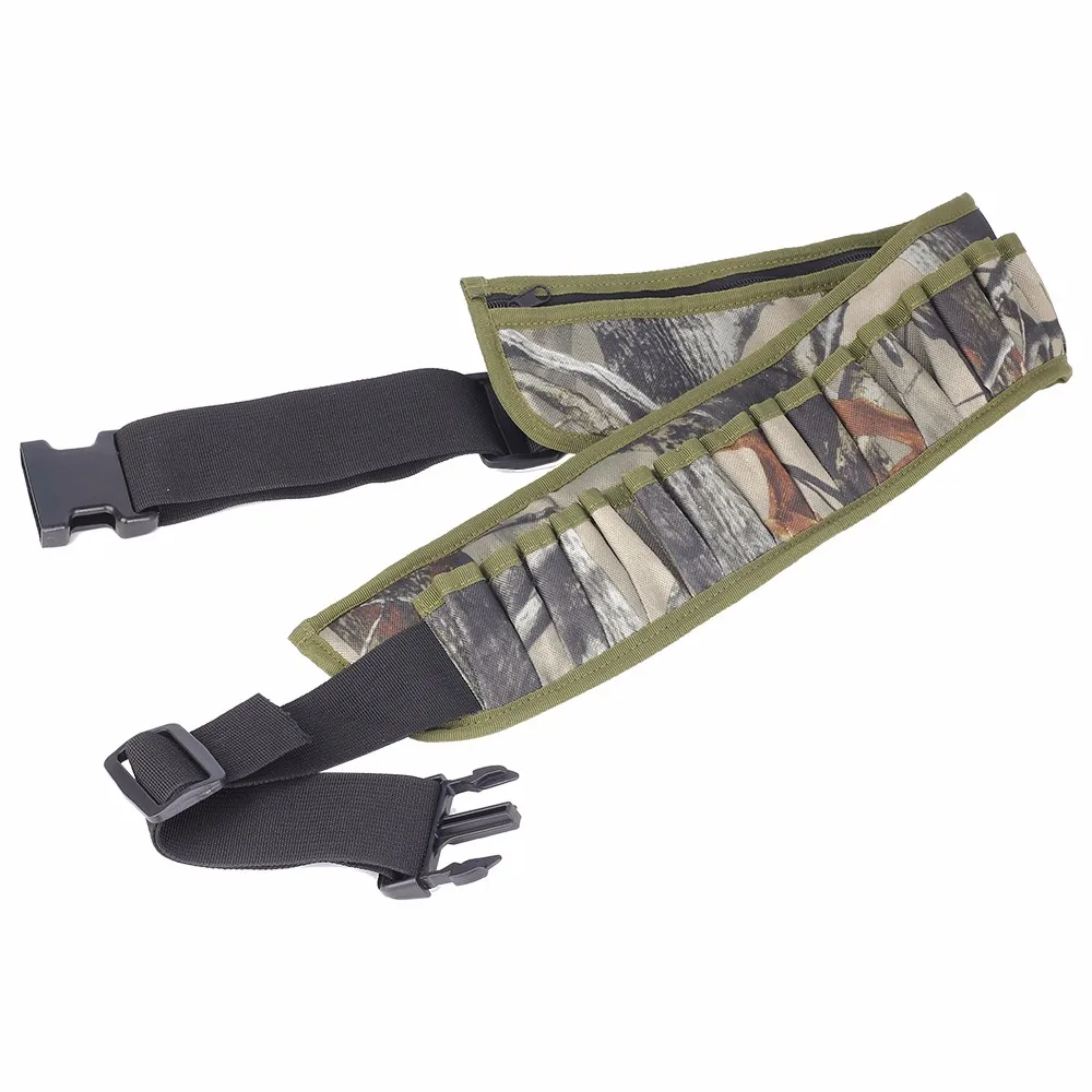 Tactical 600D 28 Round Shotgun Shell Bandolier Belt Holder Outdoor Airsoft Hunting Waist Cartridge Ammo Pouch with Zipper Pocket