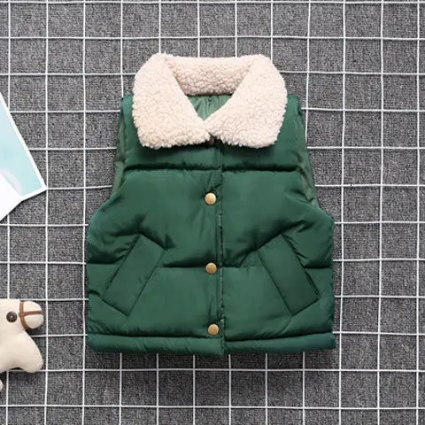 green lamb velvet Новинка года, осенне-зимний детский жилет детский пуховый жилет однотонное теплое пуховое пальто повседневный плотный теплый жилет, пальто, От 2 до 8 лет - Цвет: green lamb velvet