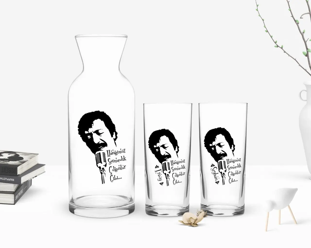 

Персонализированная красочная напечатанная как сумасшедшая дизайнерская двойная чашка И Графин в подарок Seti-1