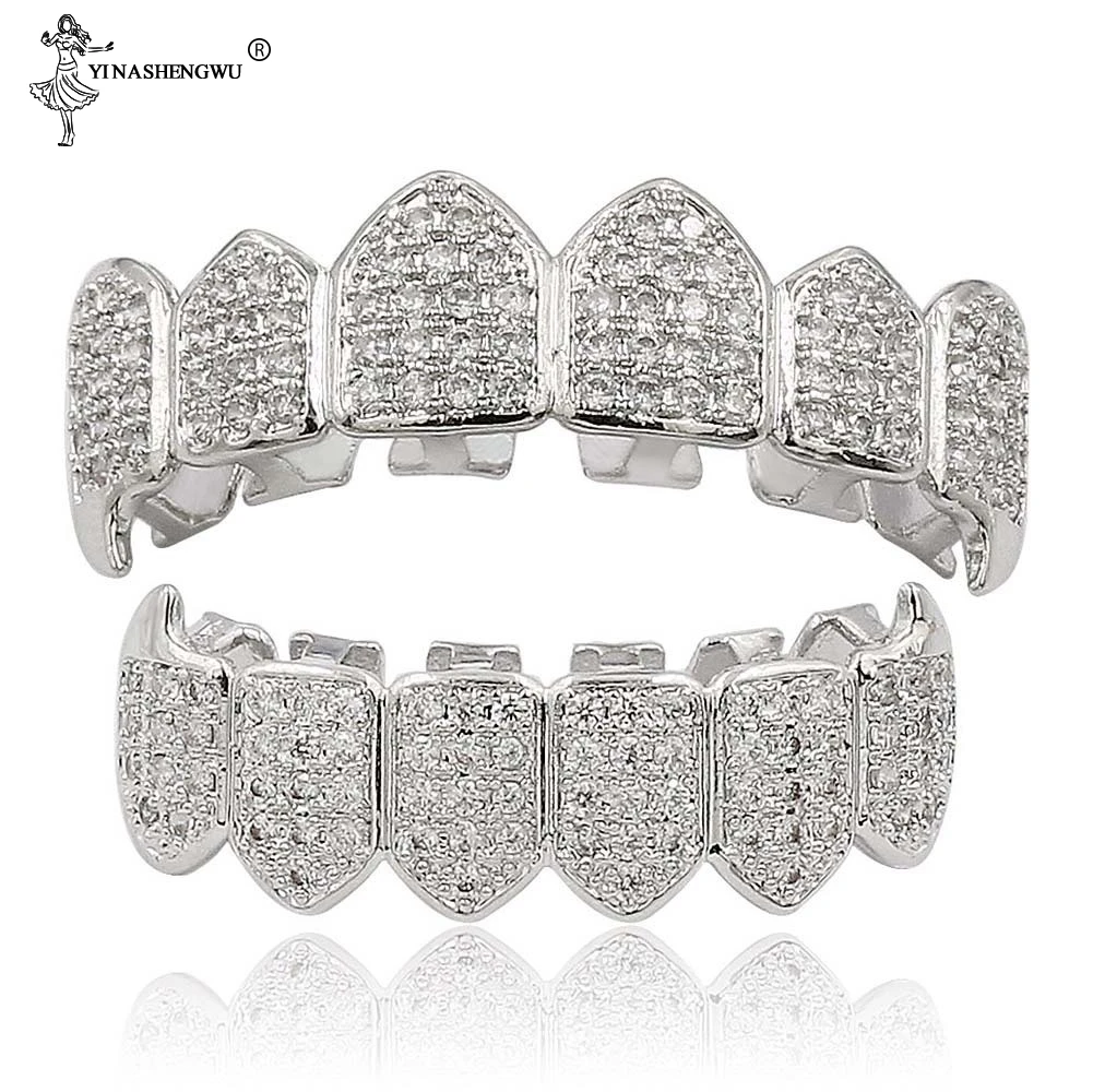 Хип-хоп декоративные коронки с цирконом класса ААА Зубные фианитом верхние и