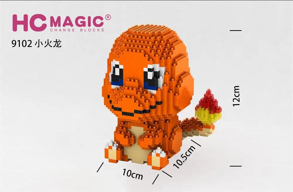 9102 HC Волшебная пластиковая мультяшная Строительная игрушка Charmander модель Snorlax данные аукциона eevee детские игрушки прекрасные подарки для девочек на Рождество - Цвет: 9102