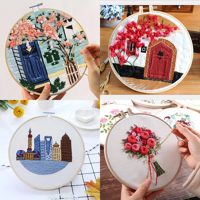 Европа DIY лента цветы вышивка набор с рамкой для начинающих Рукоделие наборы крестиком серии принадлежности для шитья Декор