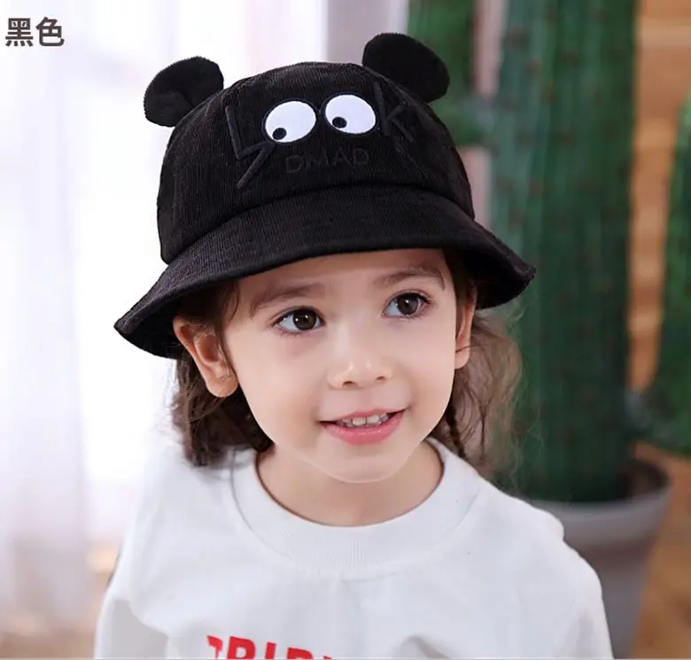 Детская мультяшная ведро шляпа с вышивкой осенне-зимняя шапка Милая ушками
