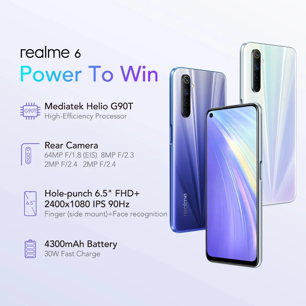 Realme 6 объемом памяти 4 ГБ/8 ГБ Оперативная память 128 Гб Встроенная смартфон 90 Гц 4300