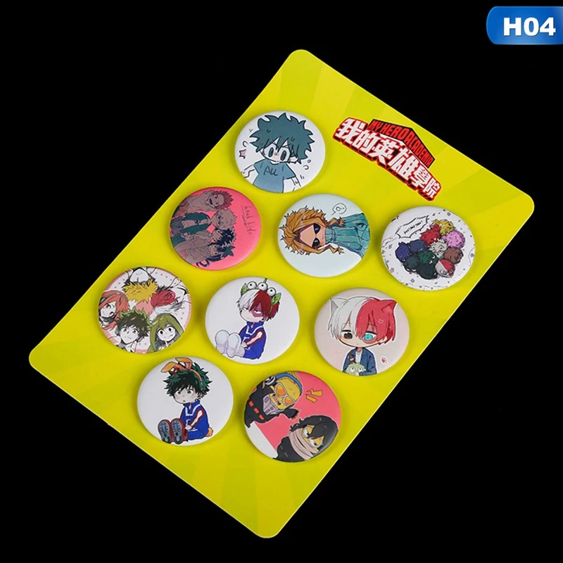 04 9 шт./компл. аниме серии My Hero Academy значок мультфильм для костюма черного дьякона атака гигантский Наруто Брошь СЕРИЯ сумка значок для рюкзака - Цвет: 04