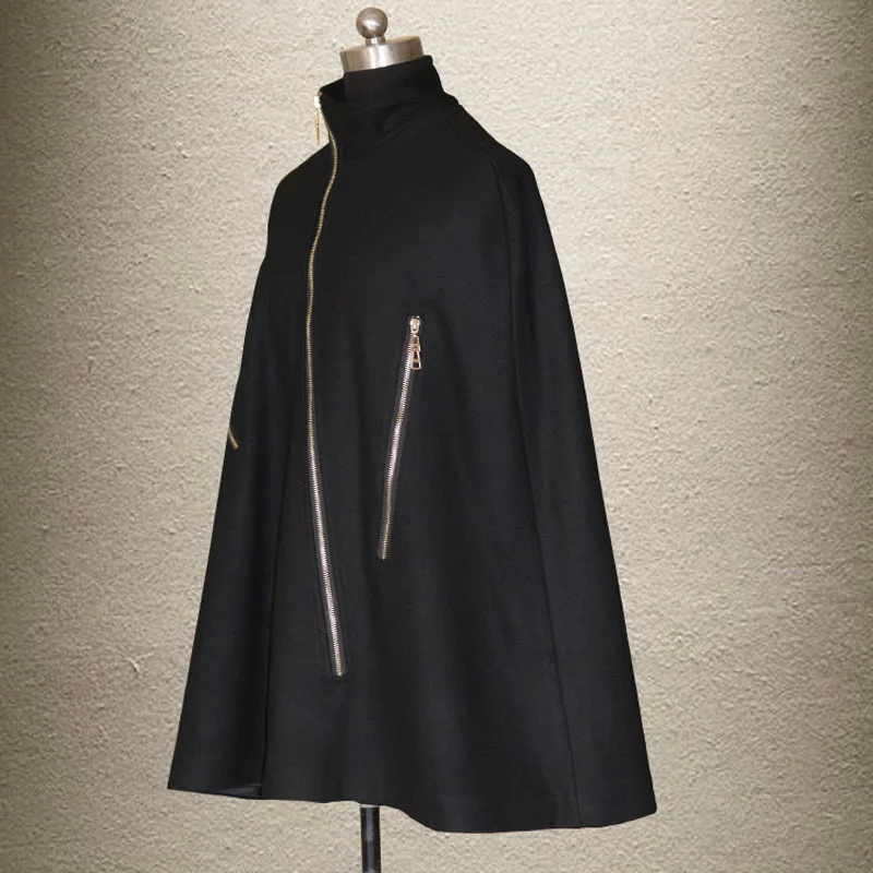 2020 Korean Brand Fashion New Womens Stand Collar Wool Blend Coats Ladies Loose Fit Thicken Cloak Cape Coat Jacket Size S-XL | Женская