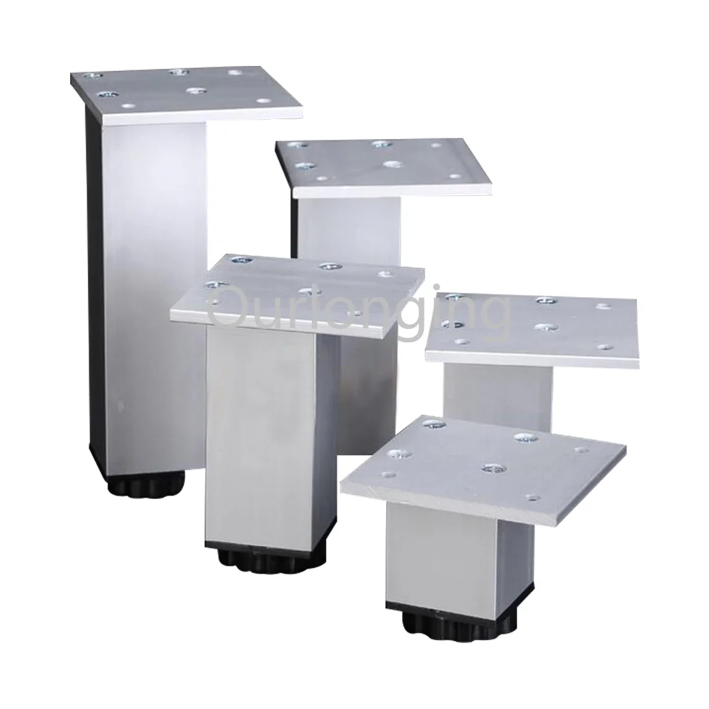 4PCS 18mm Adjustable Square Furniture Legs Cabinet Sofa 250mm Silver Aluminum alloy | Обустройство дома