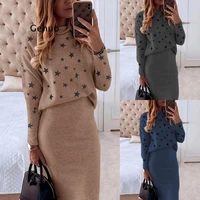 2021 european and american new style womens star print blouse pants casual two piece fallwinter sweater women