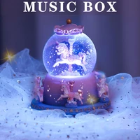 merry go round music boxes rgb colorful crystal ball creative night light gift for child kids baby holiday christmas birthday