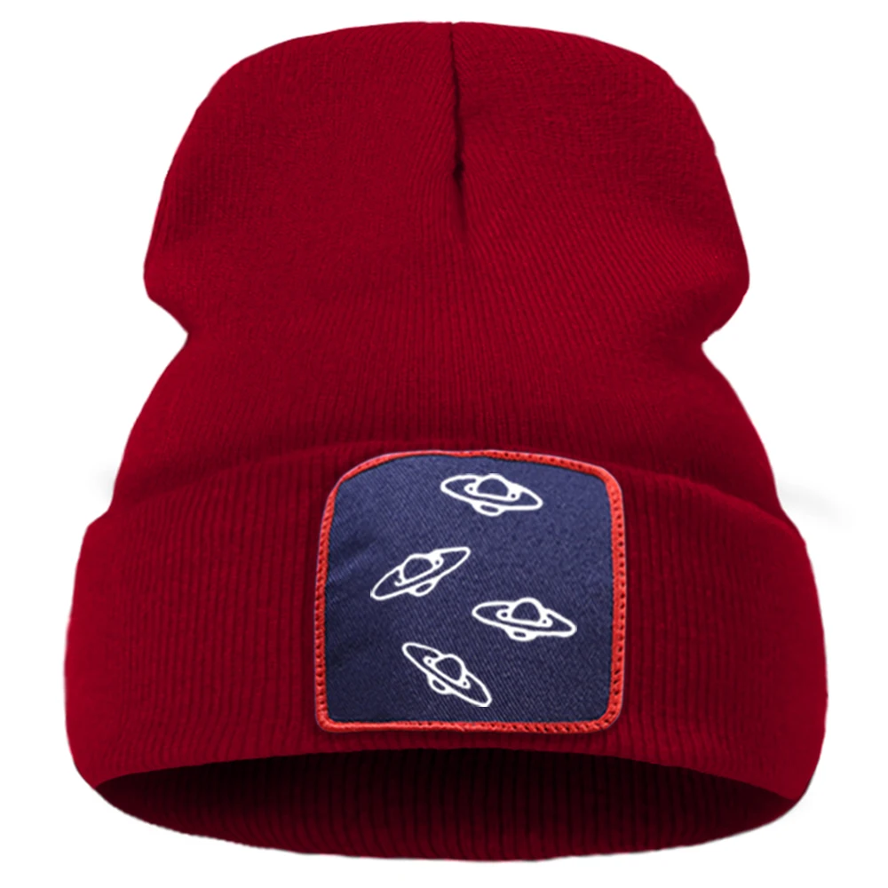 

Planet Spacecraft Print Bonnet Cap Sport Unisex Knitted Caps Spring New 2020 Thick Beanie Hats Street Foldable Flexible Hat