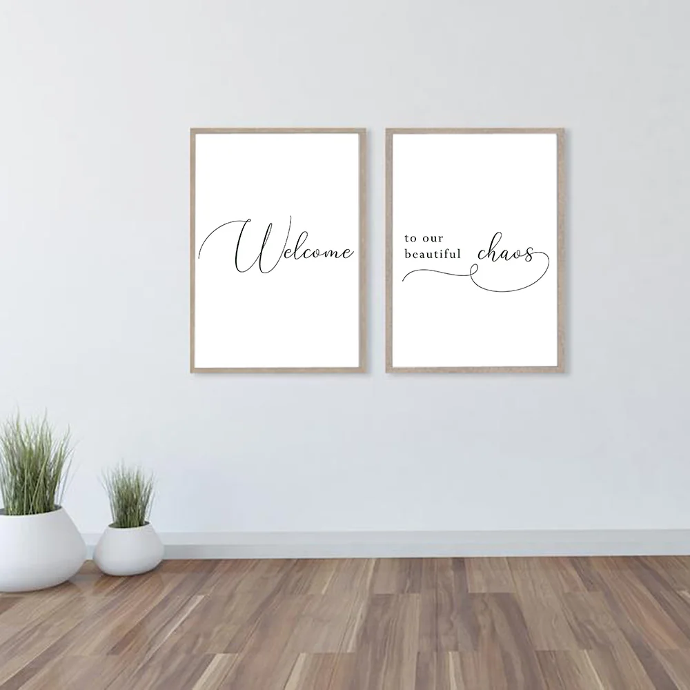 Картина с надписью Добро пожаловать в наш хаос домашний декор скандинавском
