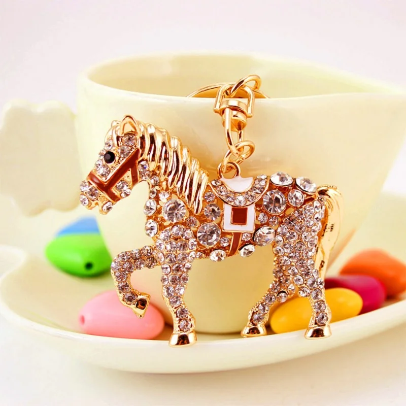 Модные креативные хрустальные животные брелок лошадь Женская сумка аксессуары
