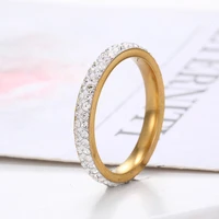new authentic stainless steel female finger rings gold color engagement jewelry womens wedding rings party gift 2019 3mm width