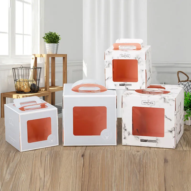 

1pc kraft gift box cake West Point white dessert brown pink green packaging paper cup wedding party portable paper box carton