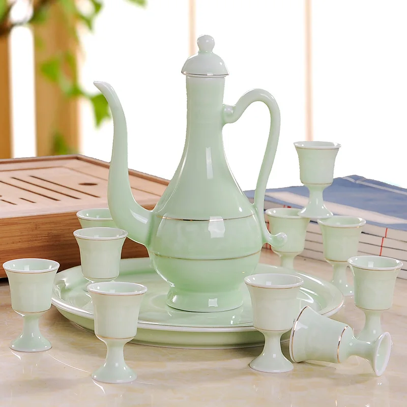 

Ceramics Sake Cup Glass Set Pot Creative Liquor Bottle Mini Cup Gift Set Wine Bottle Dispensador De Cerveza Hip Flasks BG50HF