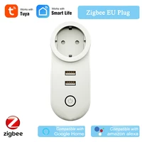 tuya smart zigbee eu plug app wireless control tuya zigbee 3 0 eu socket alexa echo voice control dual usb charging google home