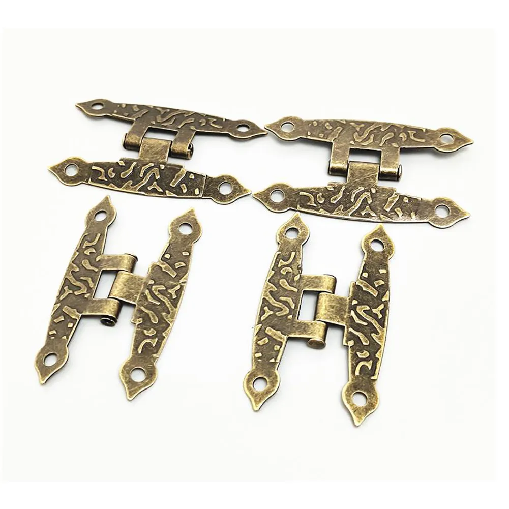 

8Pcs Antique Vintage Cabinet Door Luggage Hinges Jewelry Boxes Old H Hinges For Vintage Wooden Jewelry Gift Wedding Cards Box