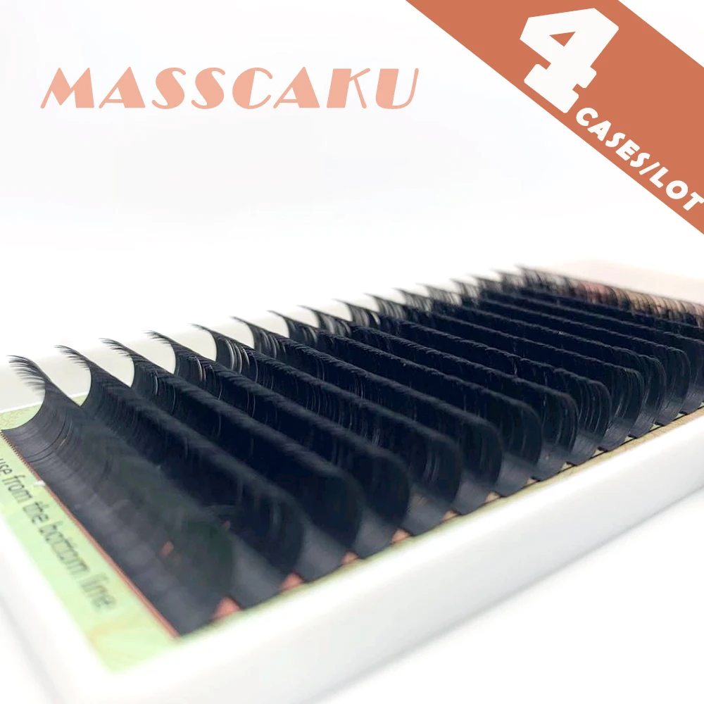 

MASSCAKU 16rows 4cases/lot Maquiagem Eyelashes Make up Individual Eyelash extension Cilios High Quality Natural Mink lashes