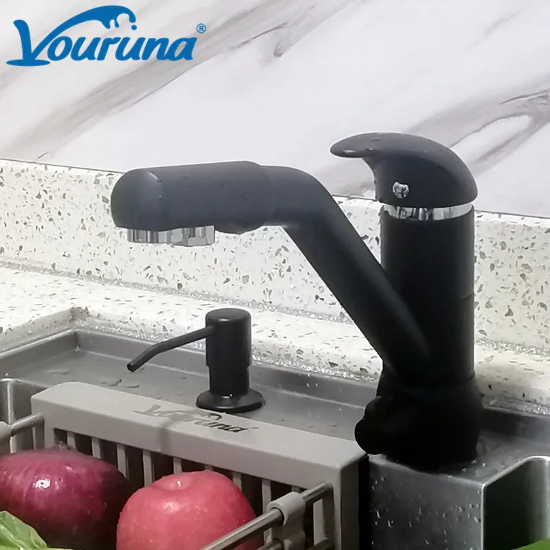 Высококачественный смеситель vouruna из твердой латуни Alba черный кухонный кран с