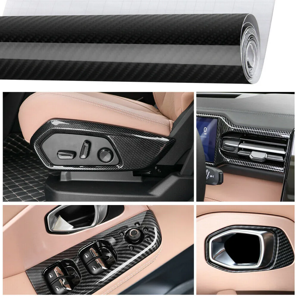 

+ 3*Tools Car 300x30cm Vinyl Sticker Black Carbon Fiber Foil Waterproof