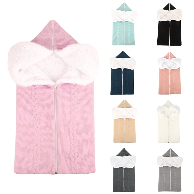 

Knitting Baby Sleeping Bag Infant Stroller Sleepsack Cotton Wheelchair Envelope Blanket Newborn Wrap Swaddle