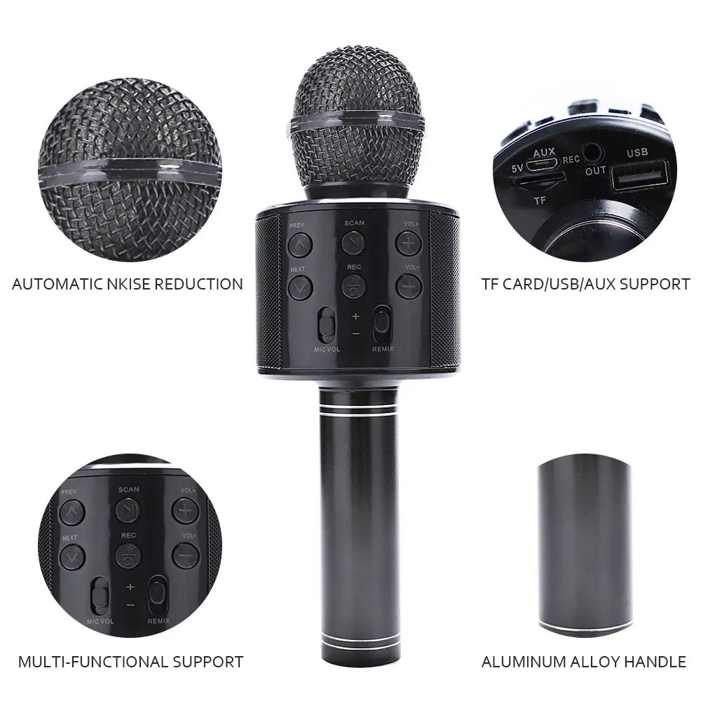 

New WS858 Portable Bluetooth Karaoke Microphone Wireless Professional Speaker Home KTV Handheld Microphone karaoke microphone