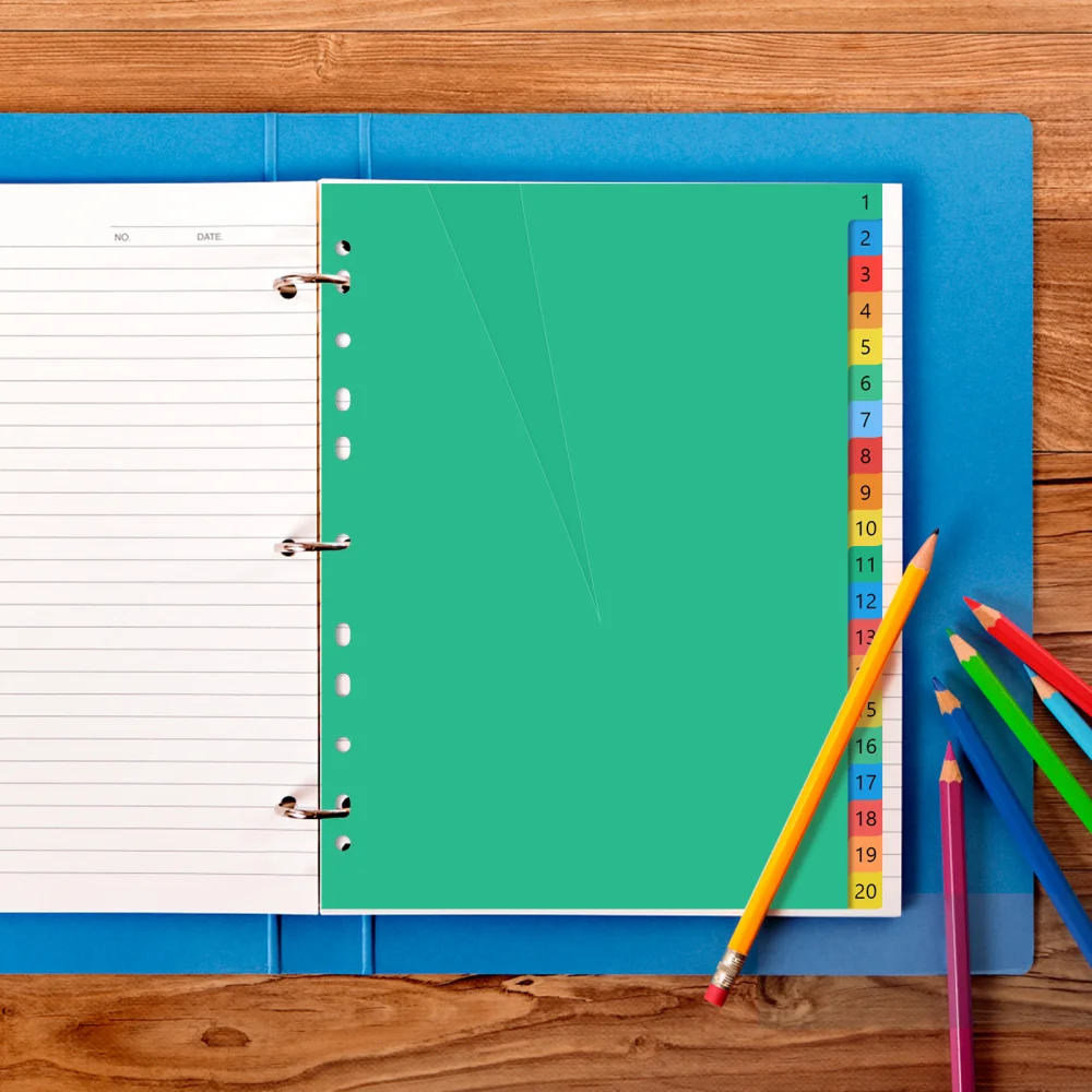 

20 Pages A4 Colorful Page Classified Lables Tab Dividers (Color Printed Number)