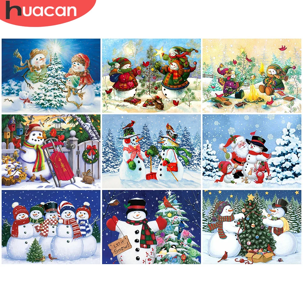 

HUACAN полная дрель Алмазная картина Снеговик картина Стразы Алмазная вышивка зимняя Мозаика Рождественский Декор подарок