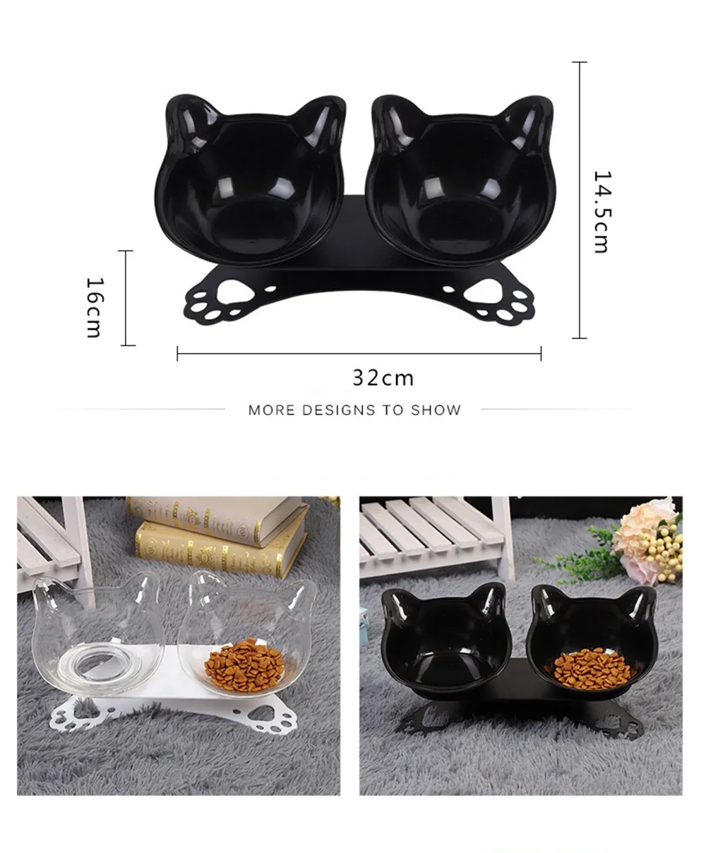 

Non-slip Cat Bowls Double Pet Bowls With Raised Stand Pet Food and Water Bowls For Cats Dogs Feeders Pet Products Cat Bowl