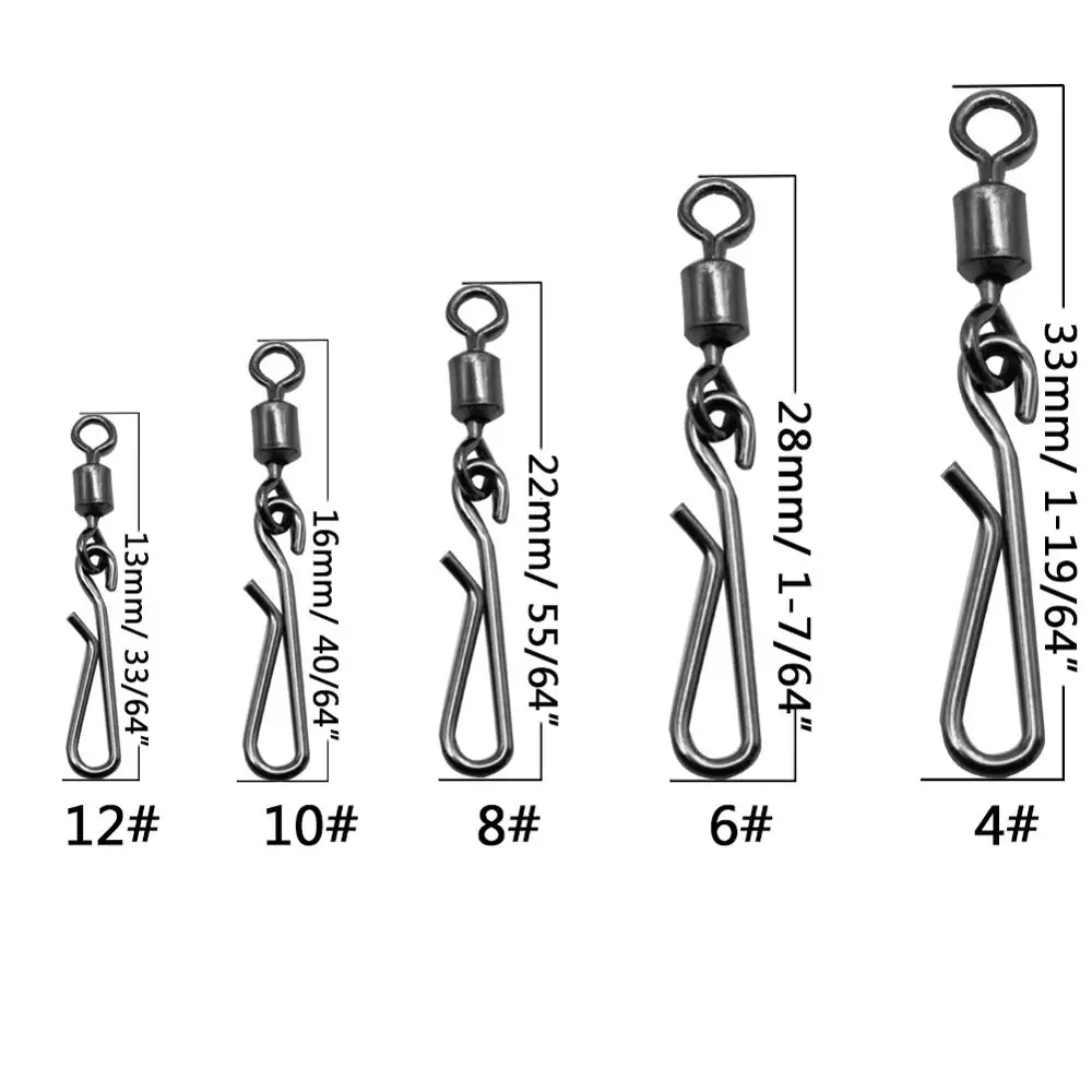 50-100pcs/box Fishing Swivels Connector 4#-12# Interlock Pin Snap Rolling Swivel For Fishhook Lure Carp Fish Snap Accessories