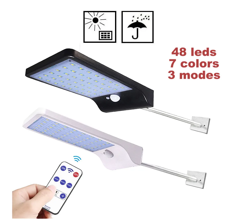 48 светодиодов PIR датчик движения Солнечный уличный светильник 3 режима наружный