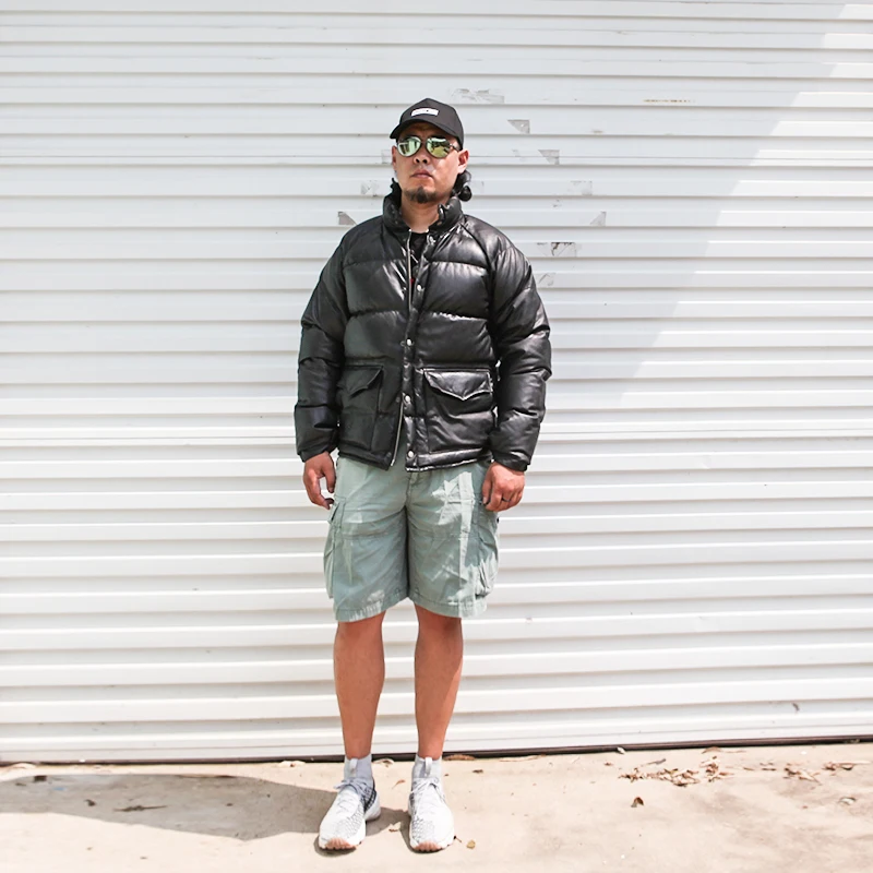 Мужская теплая куртка из козьей кожи на молнии с 90% утиными перьями | одежда