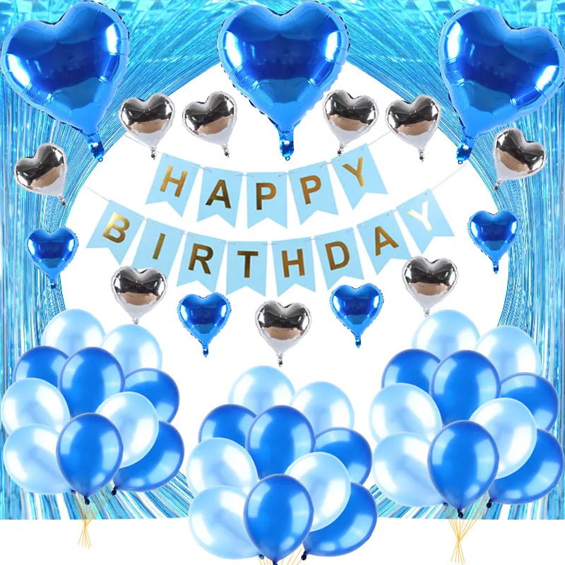 

Вечерние украшения на день рождения для детей и взрослых, латексная алюминиевая пленка, качественный воздушный шар, шелковая занавеска, дек...