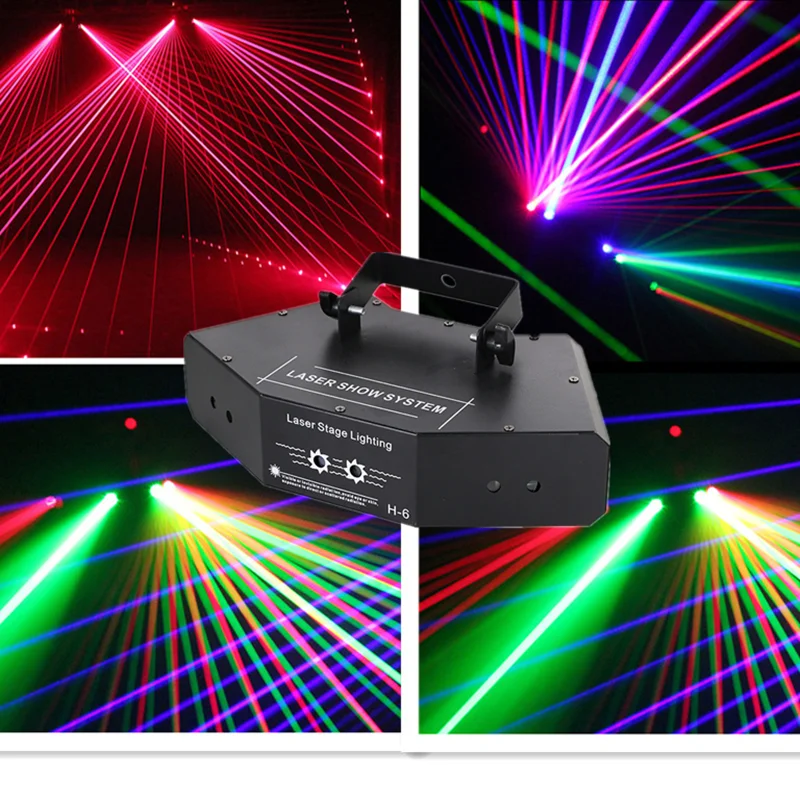 6 Eyes Laser Scaning Lights DMX512 RGB Full Color Laser Light Line Effect Stage Lighting 6 Lens Scanner Laser DJ Disco Equipment