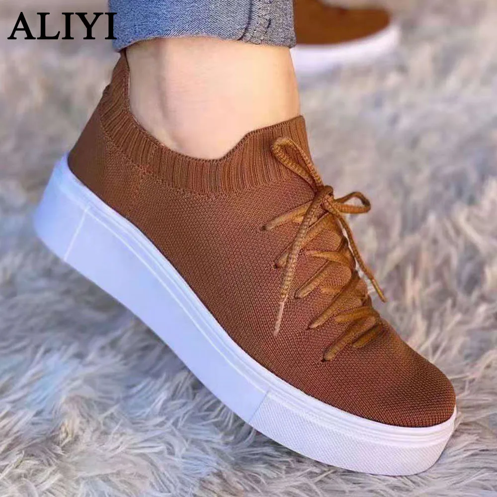 

Women's Mesh Sneakers 2021 Autumn New Stylish Breathable Ladies Lace Up Casual Shoes Home Outdoor Sport Large-Sized Female Flats