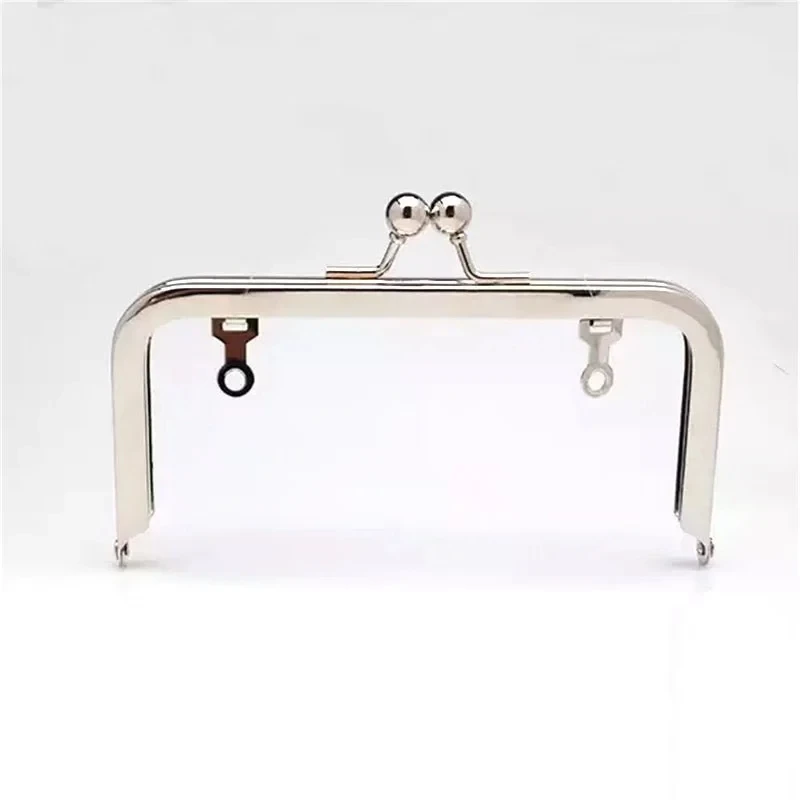 

9 x 3 inches (23 x 7.5 cm) Silver Ball Clutch Frame , Purse Frames with Chain Loops