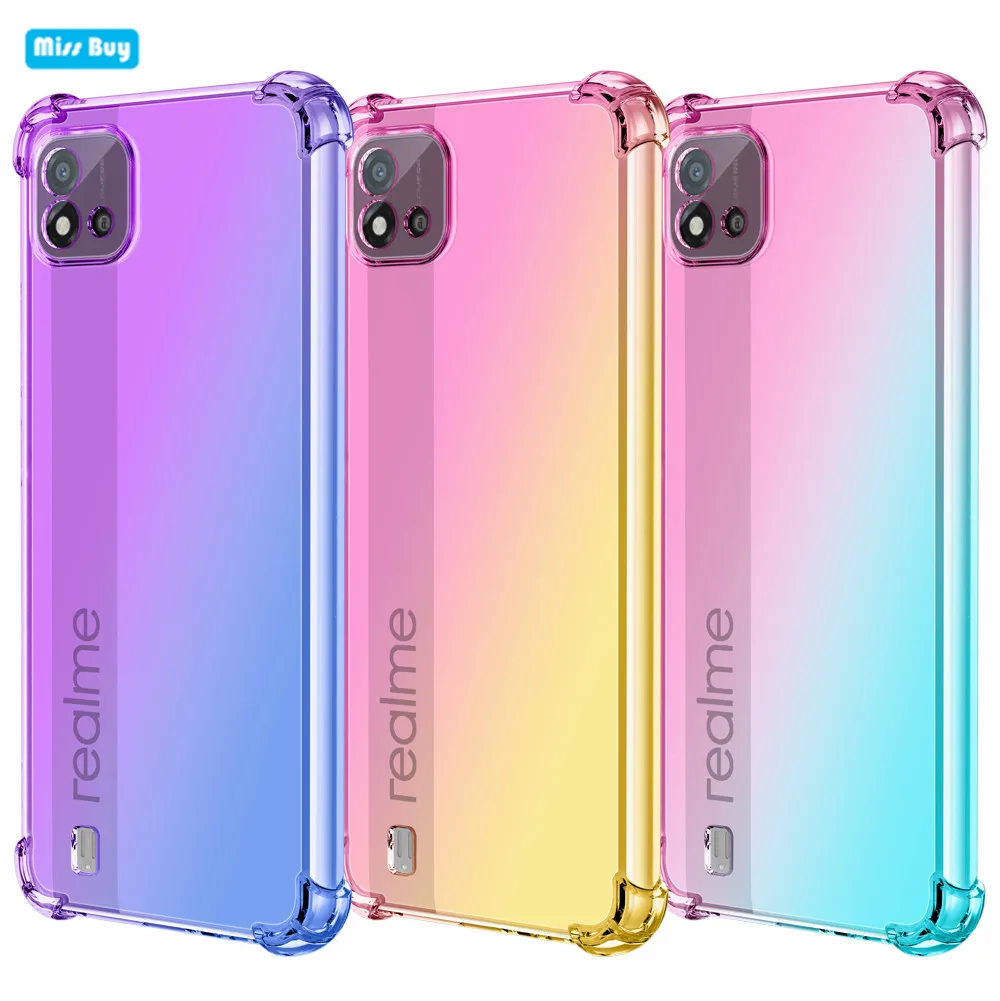 

For Oppo Realme C21 Case Gradient Soft Silicone Back Case for Oppo Realme C21 Phone Cover Realme 8 Pro 8 C21 C20 C11 C15 Funda