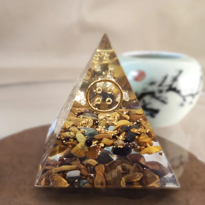 

Orgonite Pyramid Reiki Healing Meditation Chakra Stone Resin Room Decor Tiger Eye Crystal Jewelry Cube Expel Soothe The Soul