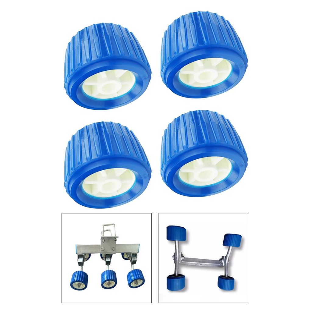 

4PCS Boat Trailer Roller Marine Inflatable Boat Ribbed Wobble Roller 110x75x19mm Boat accessories Boat Jet Ski Trailer Blue