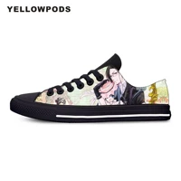 womens flats classic canvas shoes black butler anime hot cool custom logo image printing mesh breathable outdoor shoes