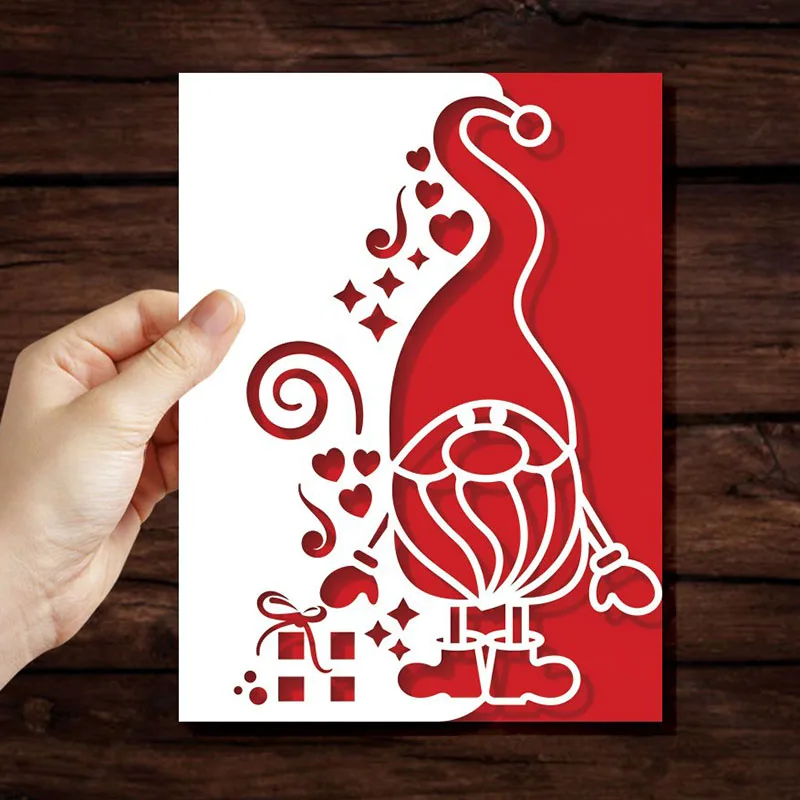 

Christmas Gnome Greeting Card Border Metal Cutting Dies Stencil Scrapbooking Photo Album Card Paper Embossing Craft DIY