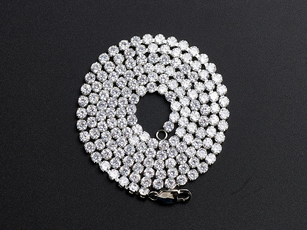 

HANGZHI 2020 New Hip Hop Punk Full-blended 5A Zircon Clavicle Chain Trend Tennis Chain Necklace For Men Women Girls Jewelry Gift